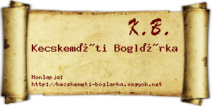 Kecskeméti Boglárka névjegykártya