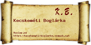 Kecskeméti Boglárka névjegykártya